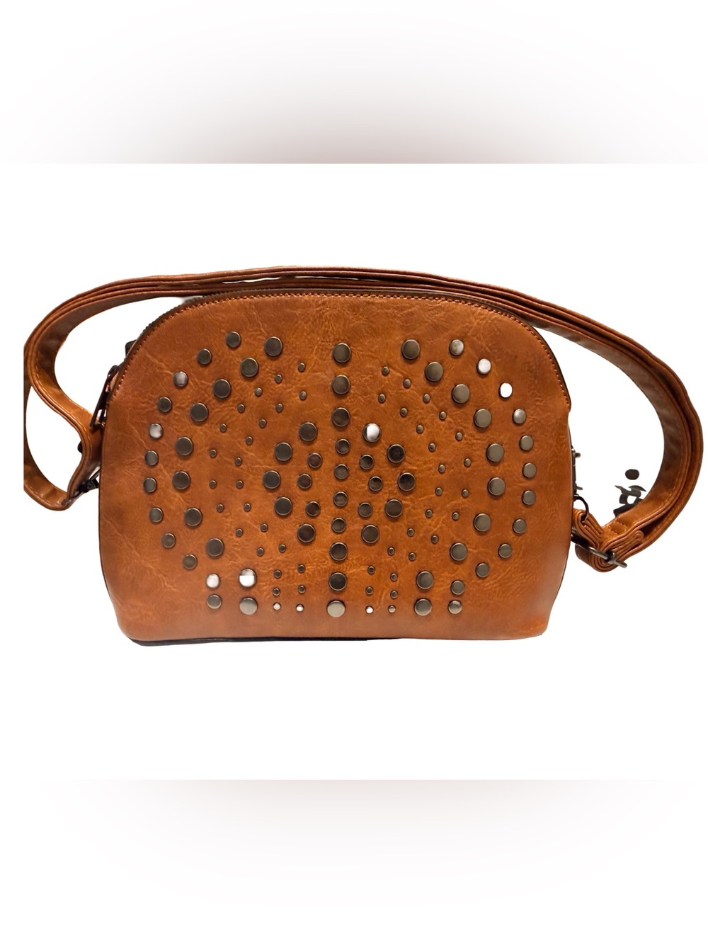Sam & Hadley Faux Leather Embossed and Studded Dome Crossbody Bag